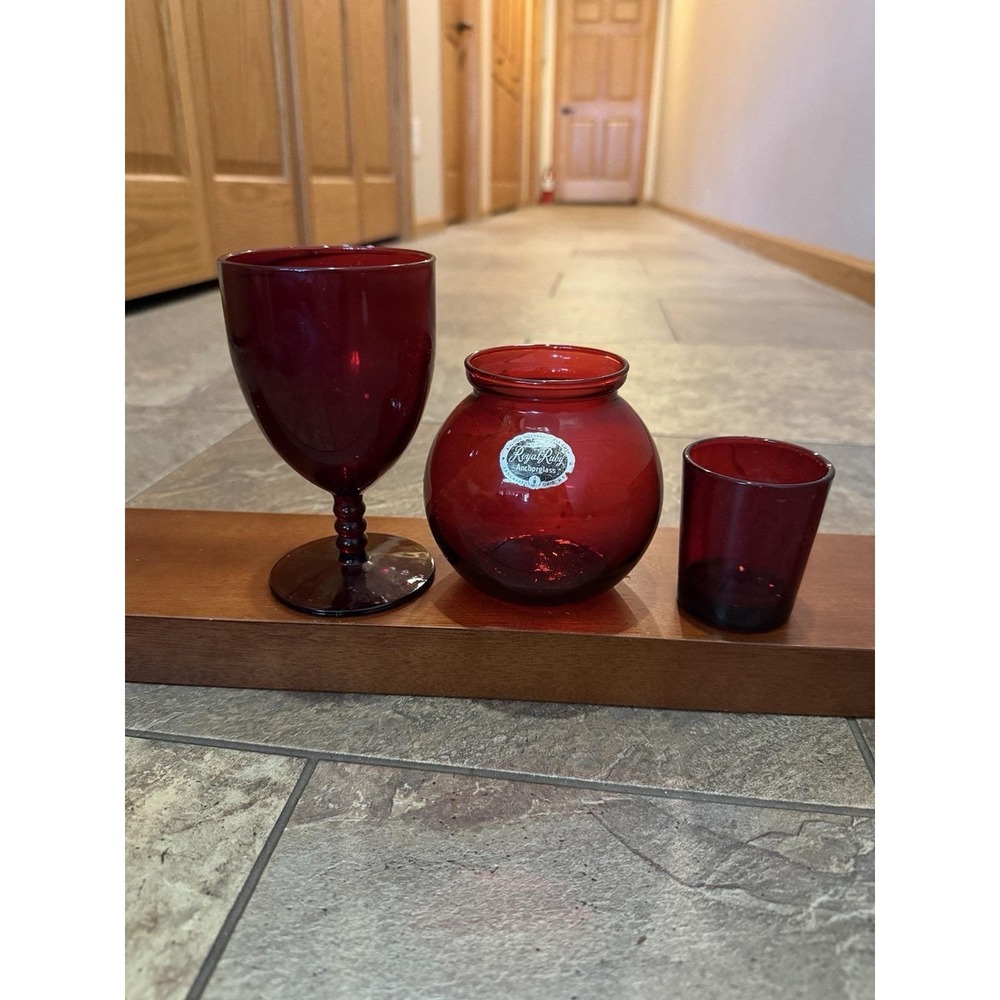 Anchor Hocking Royal Ruby Vintage Set Of 3